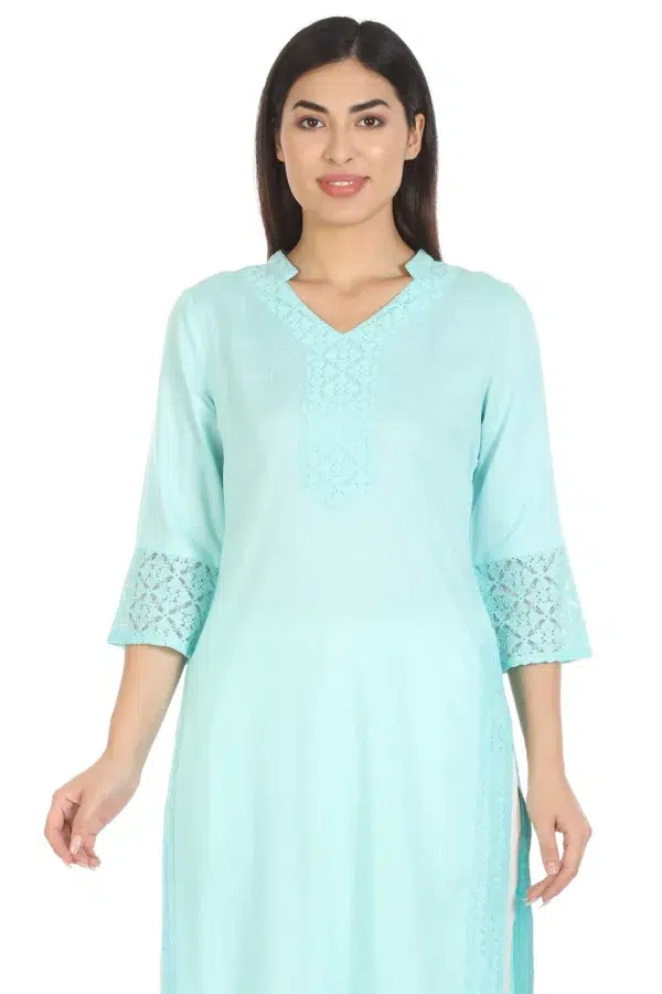 Blue Solid Ladies Kurti New
