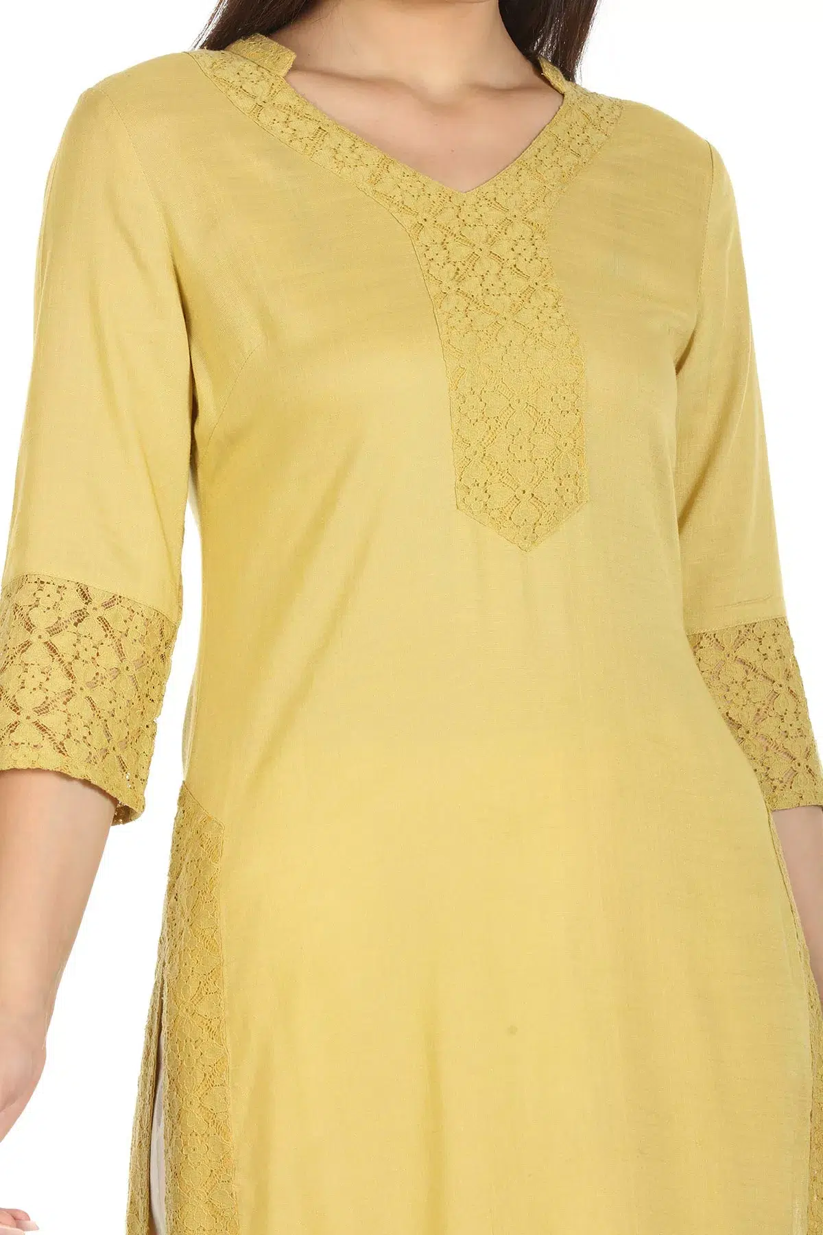 Solid Ladies Kurti Yellow