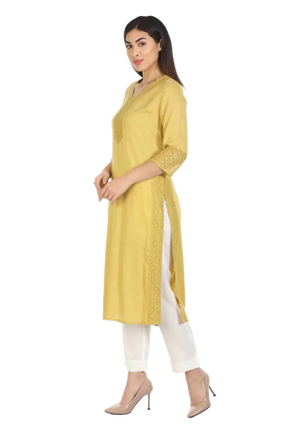 Solid Ladies Kurti Yellow