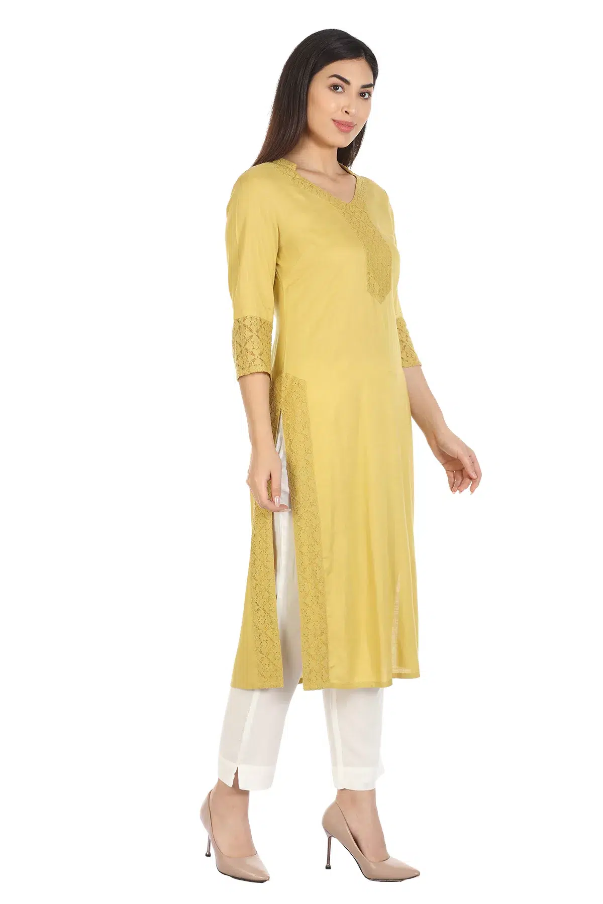 Solid Ladies Kurti Yellow