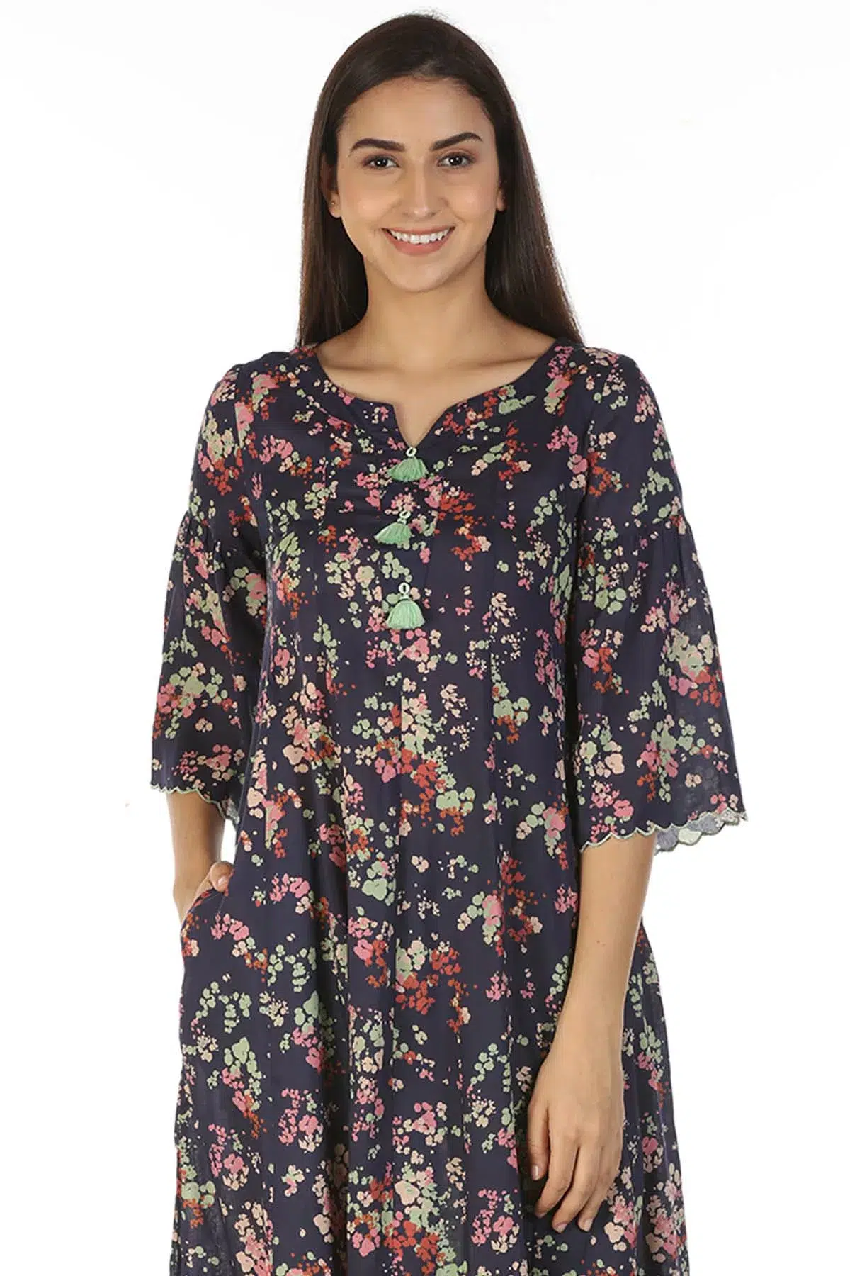 Navy Printed Woman Kurti