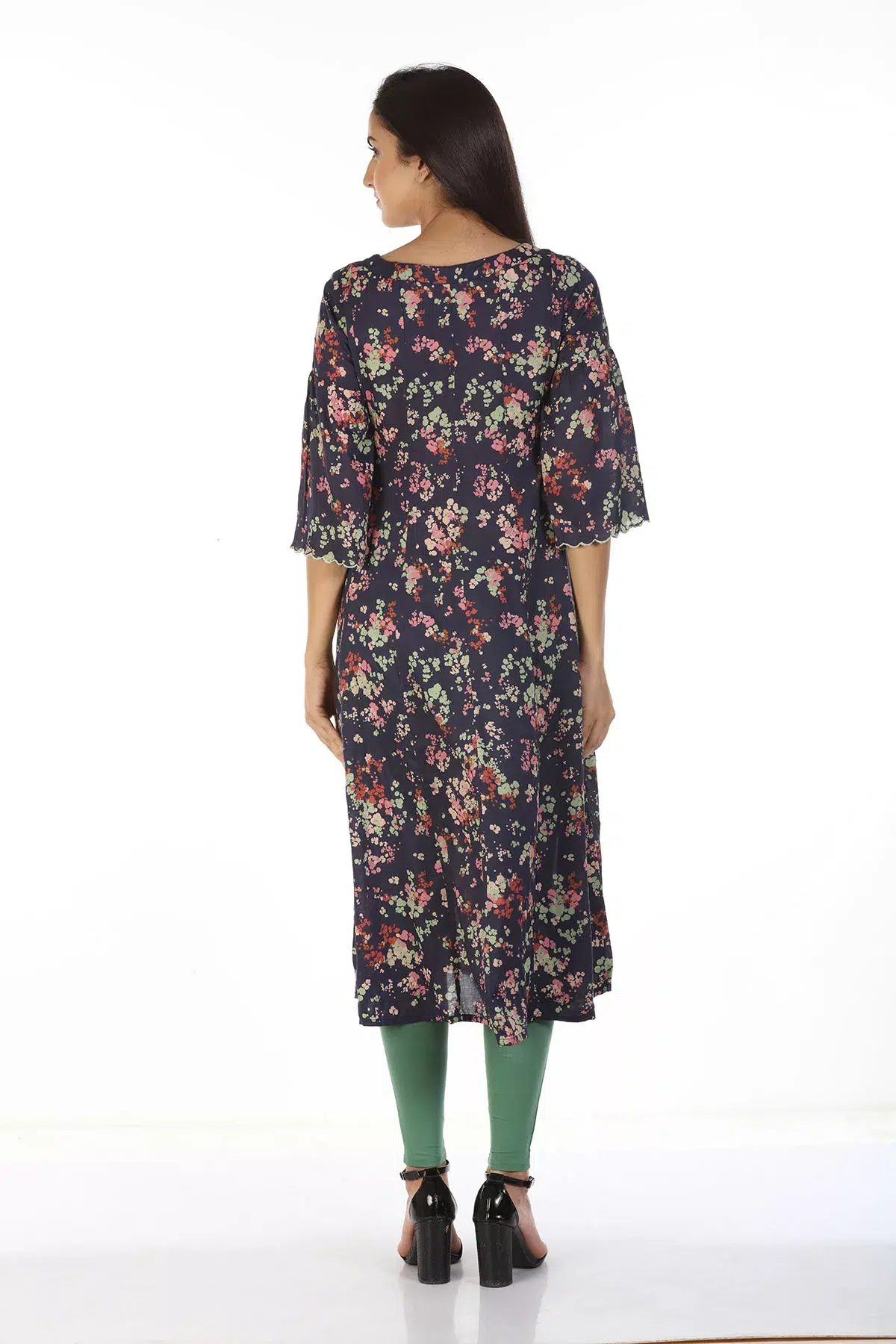 Navy Printed Woman Kurti