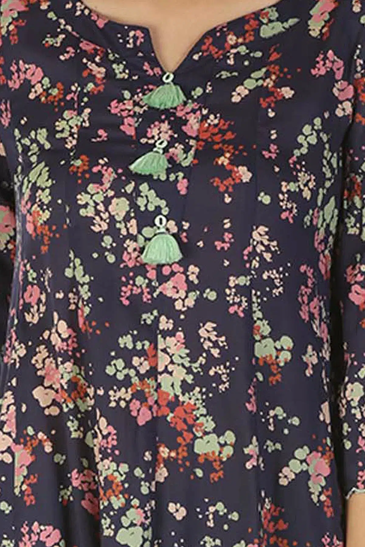Navy Printed Woman Kurti