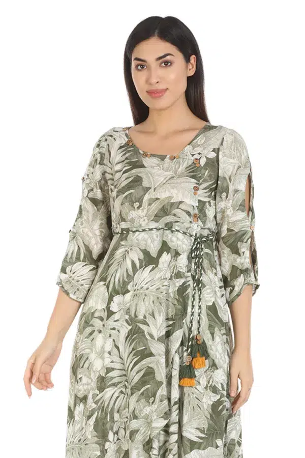 Olive Green Printed Kurta Women