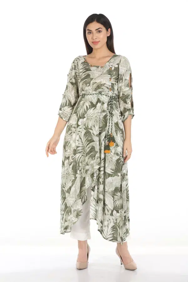 Olive Green Printed Kurta Women