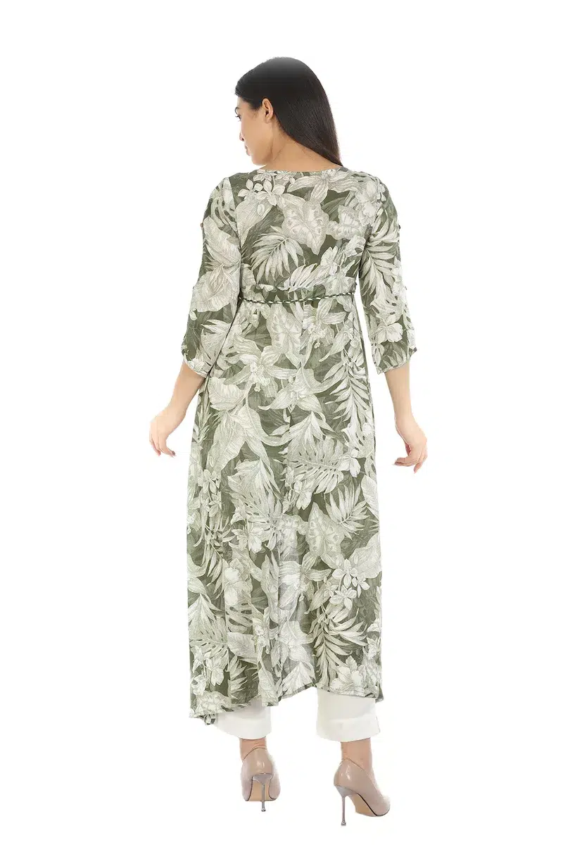 Olive Green Printed Kurta Women
