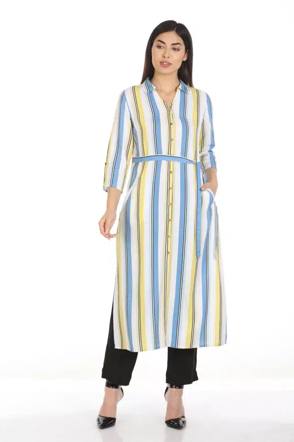 Blue Striped Kurta Online For Women