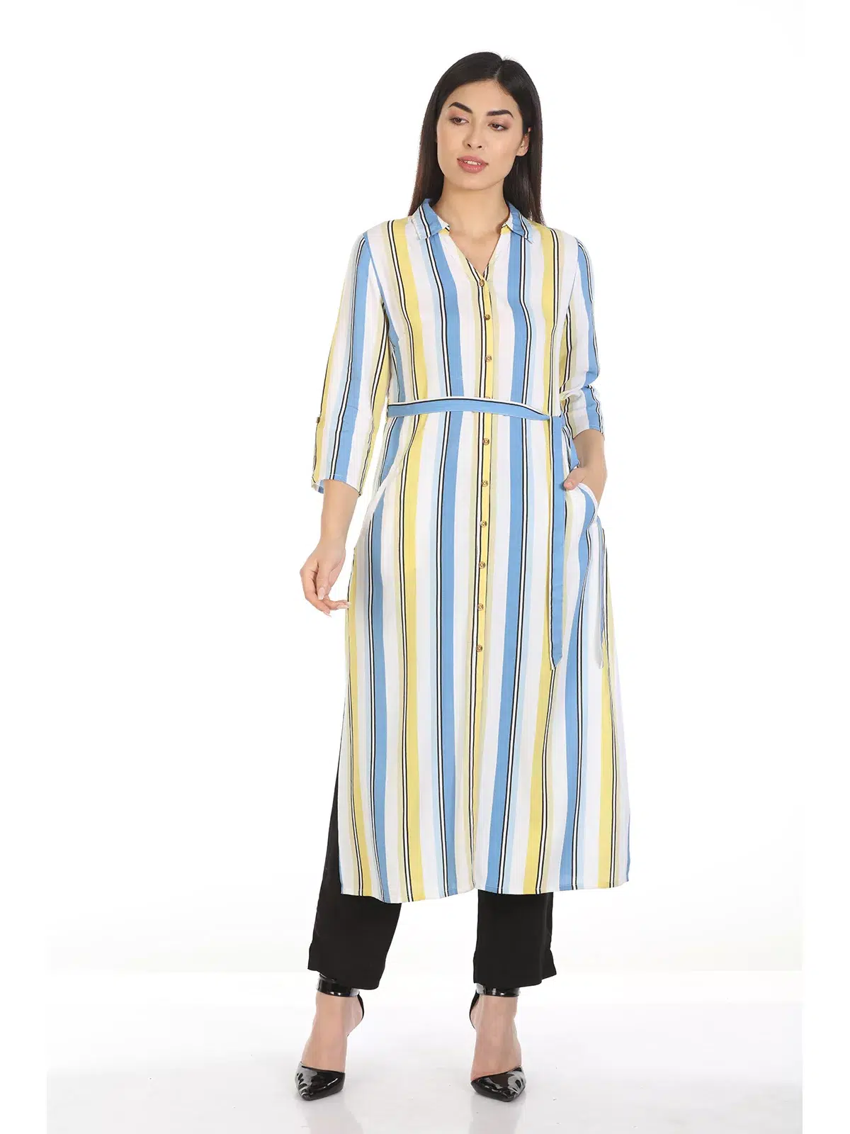 Blue Striped Kurta Online For Women