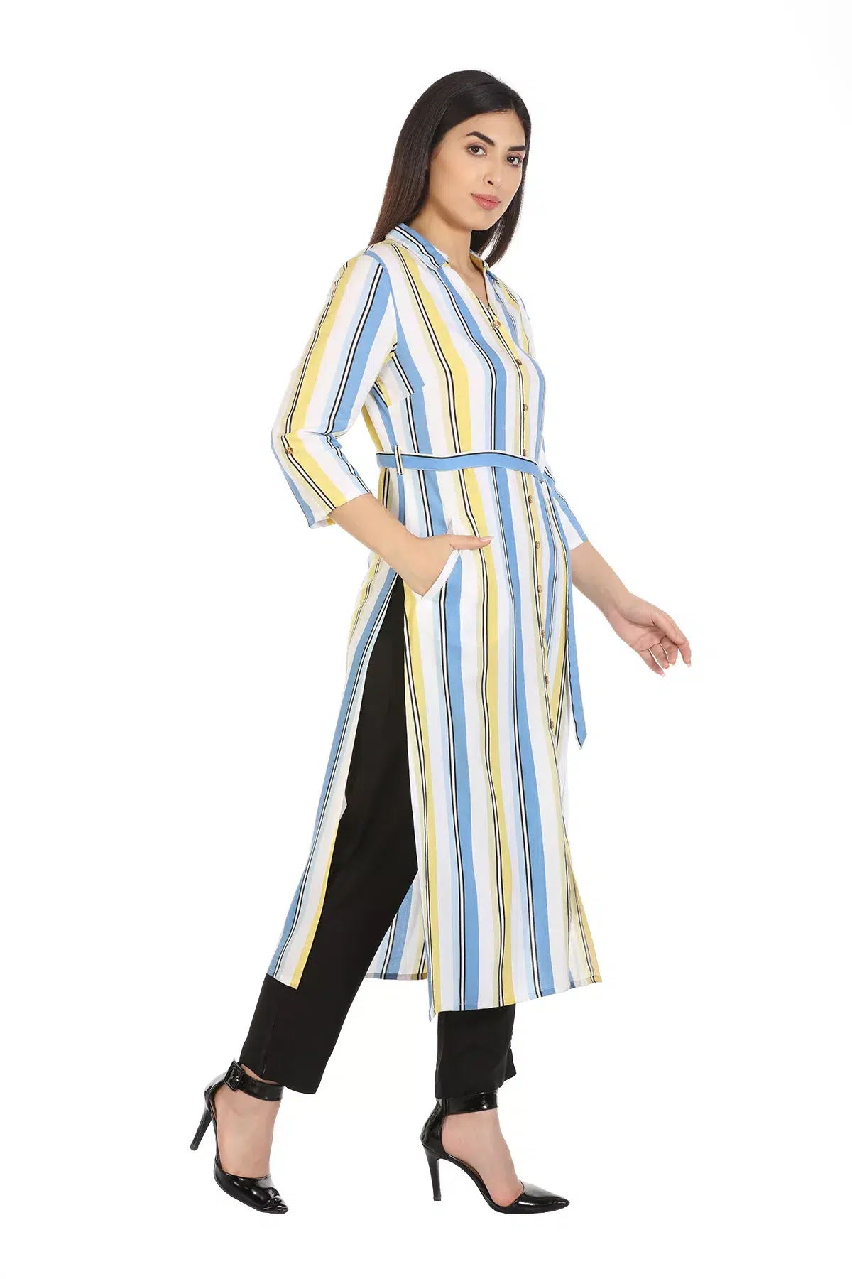 Blue Striped Kurta Online For Women