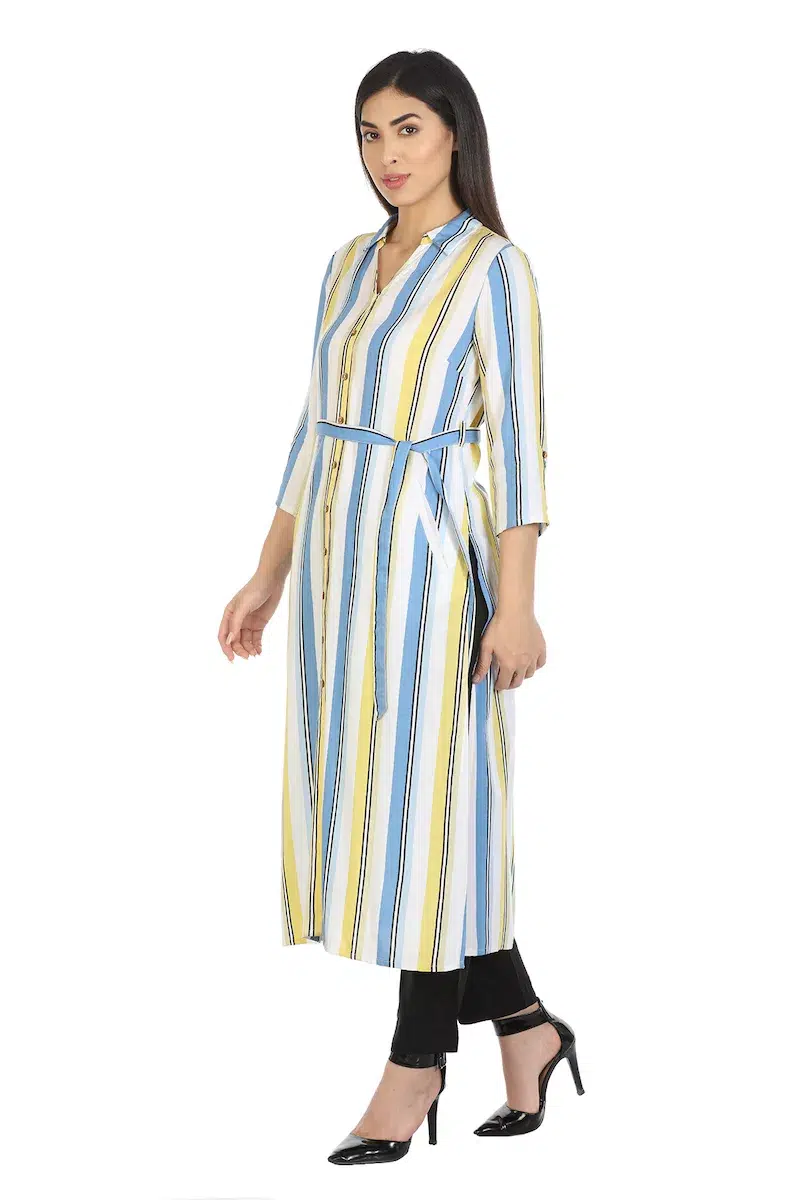 Blue Striped Kurta Online For Women