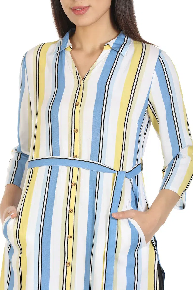 Blue Striped Kurta Online For Women