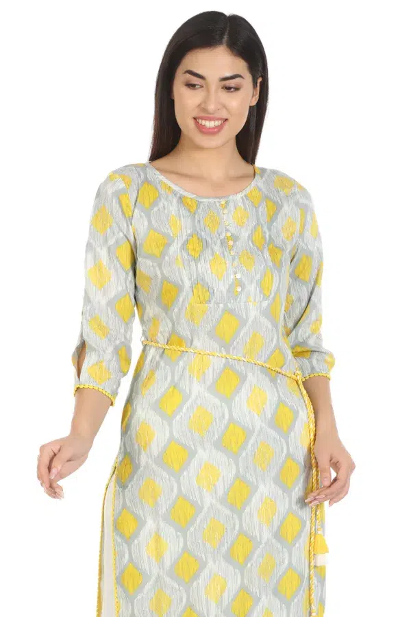 Grey Printed Ladies Kurti Latest