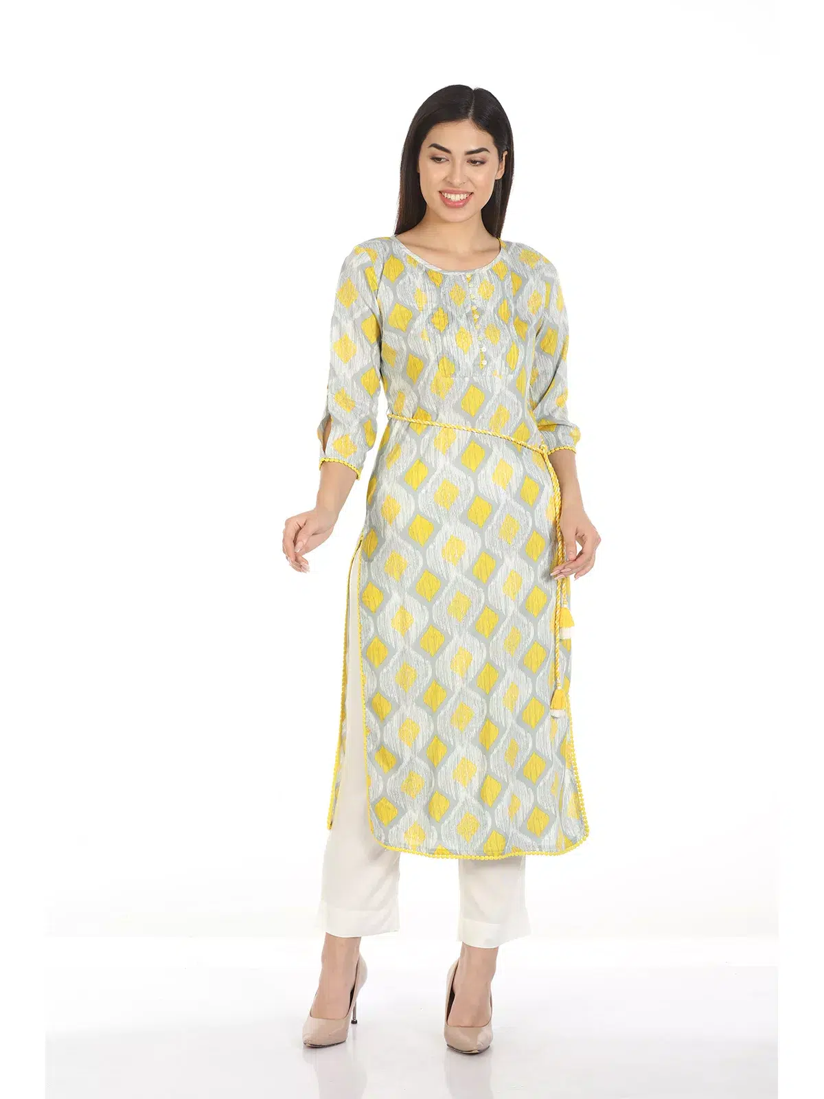 Grey Printed Ladies Kurti Latest