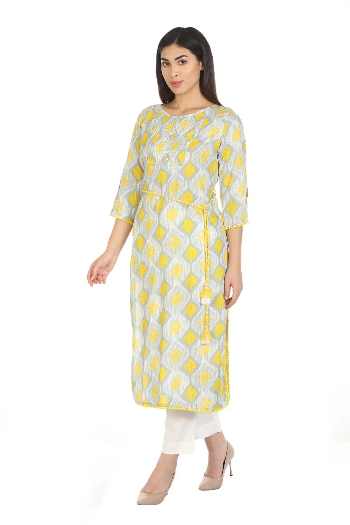 Grey Printed Ladies Kurti Latest