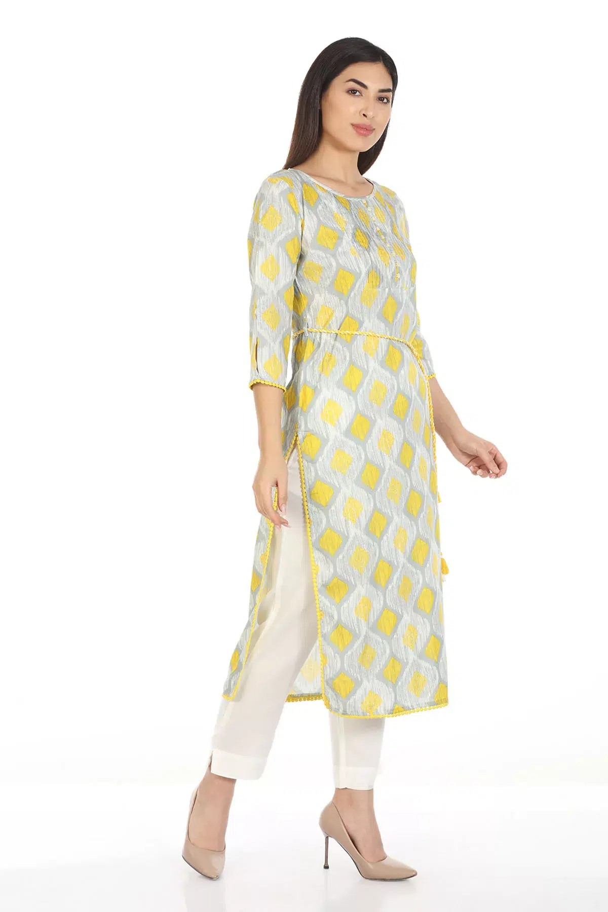 Grey Printed Ladies Kurti Latest