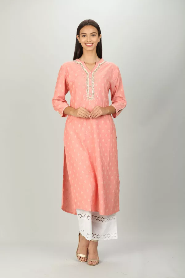 Textured Pink Kurti For Women
