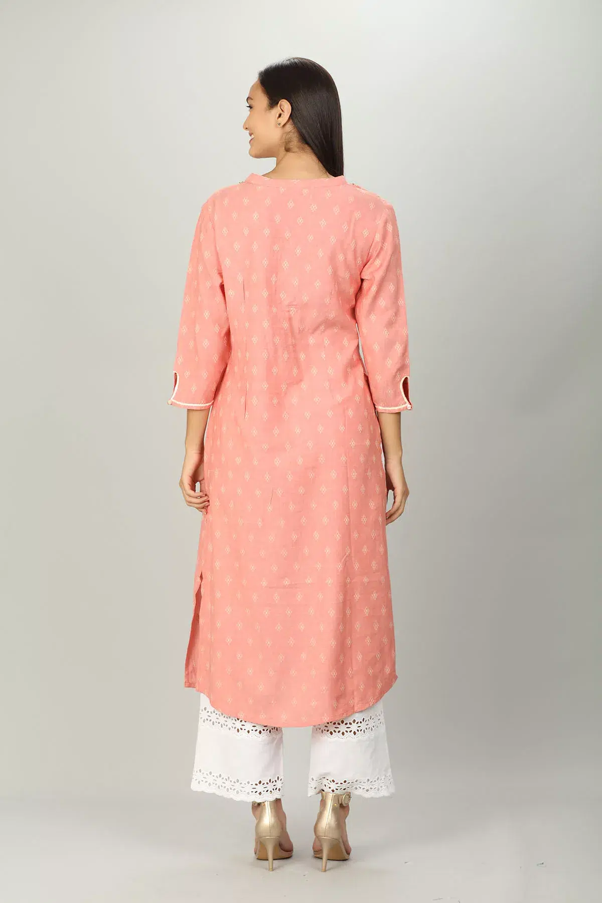 Textured Pink Kurti For Women