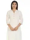 White Textured Women Kurti Long