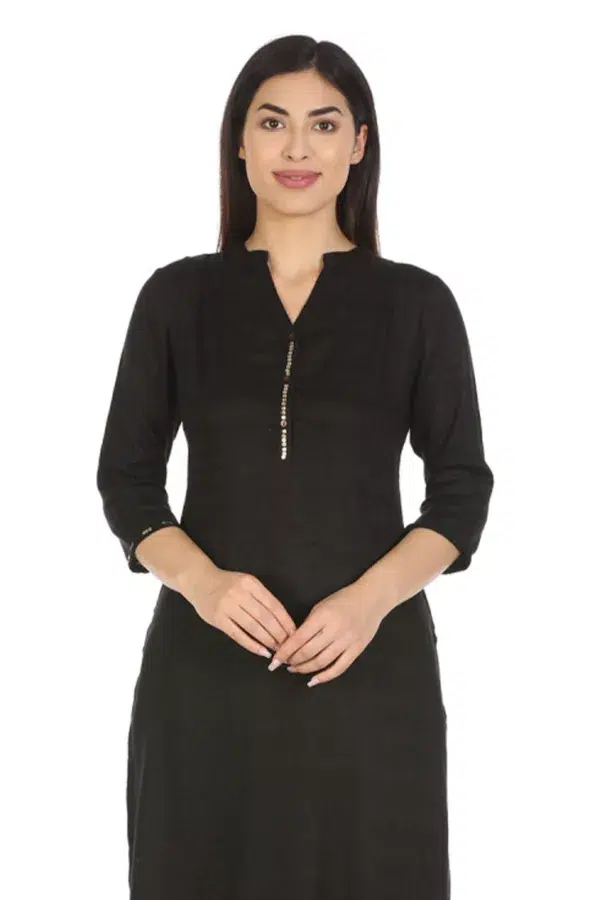 Solid Black Kurta Woman