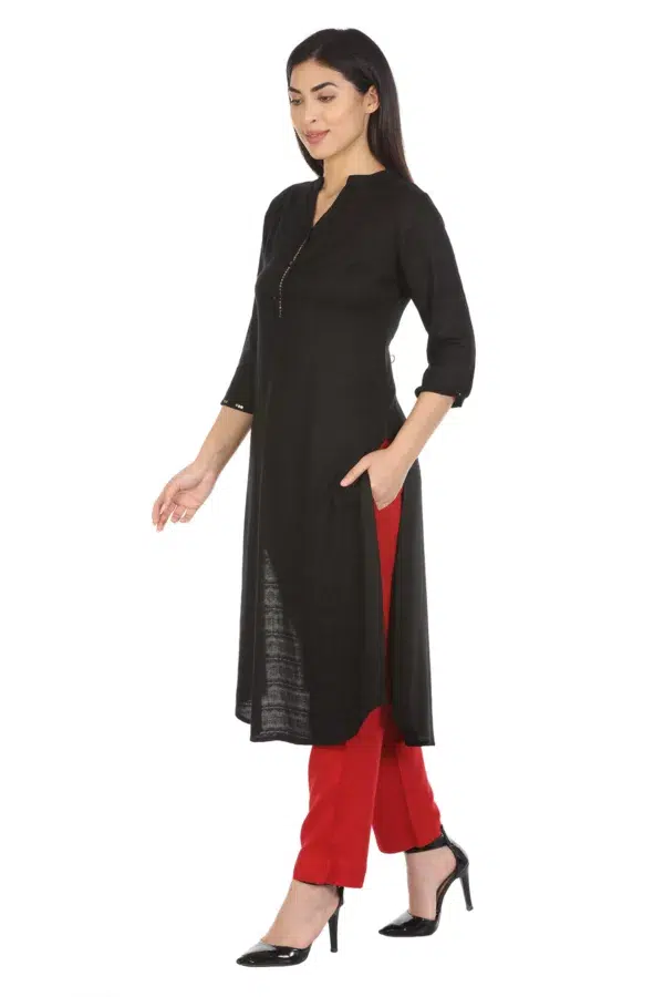 Solid Black Kurta Woman