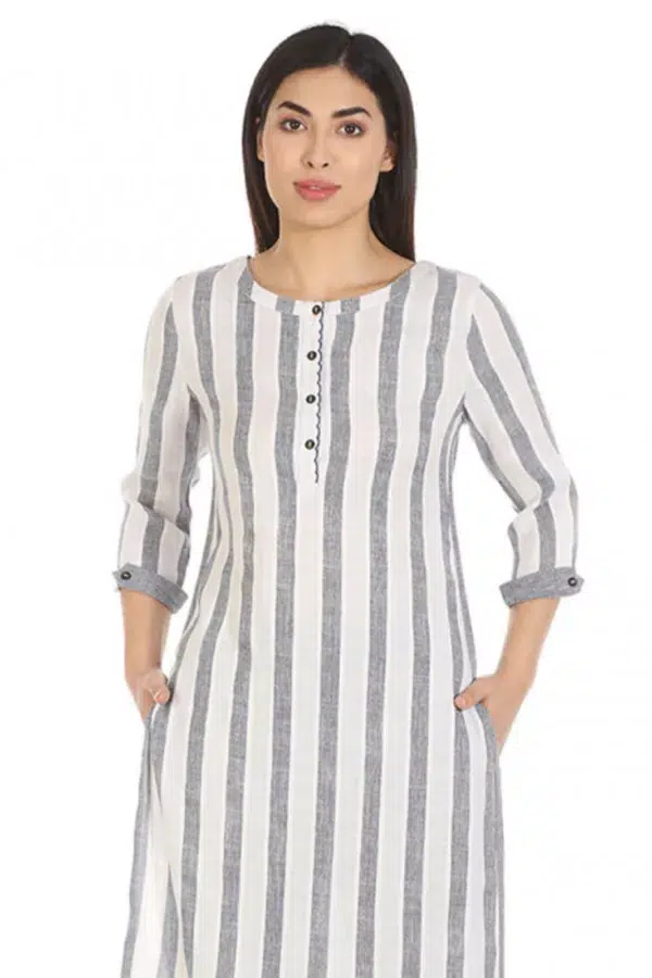White Striped Female Kurti