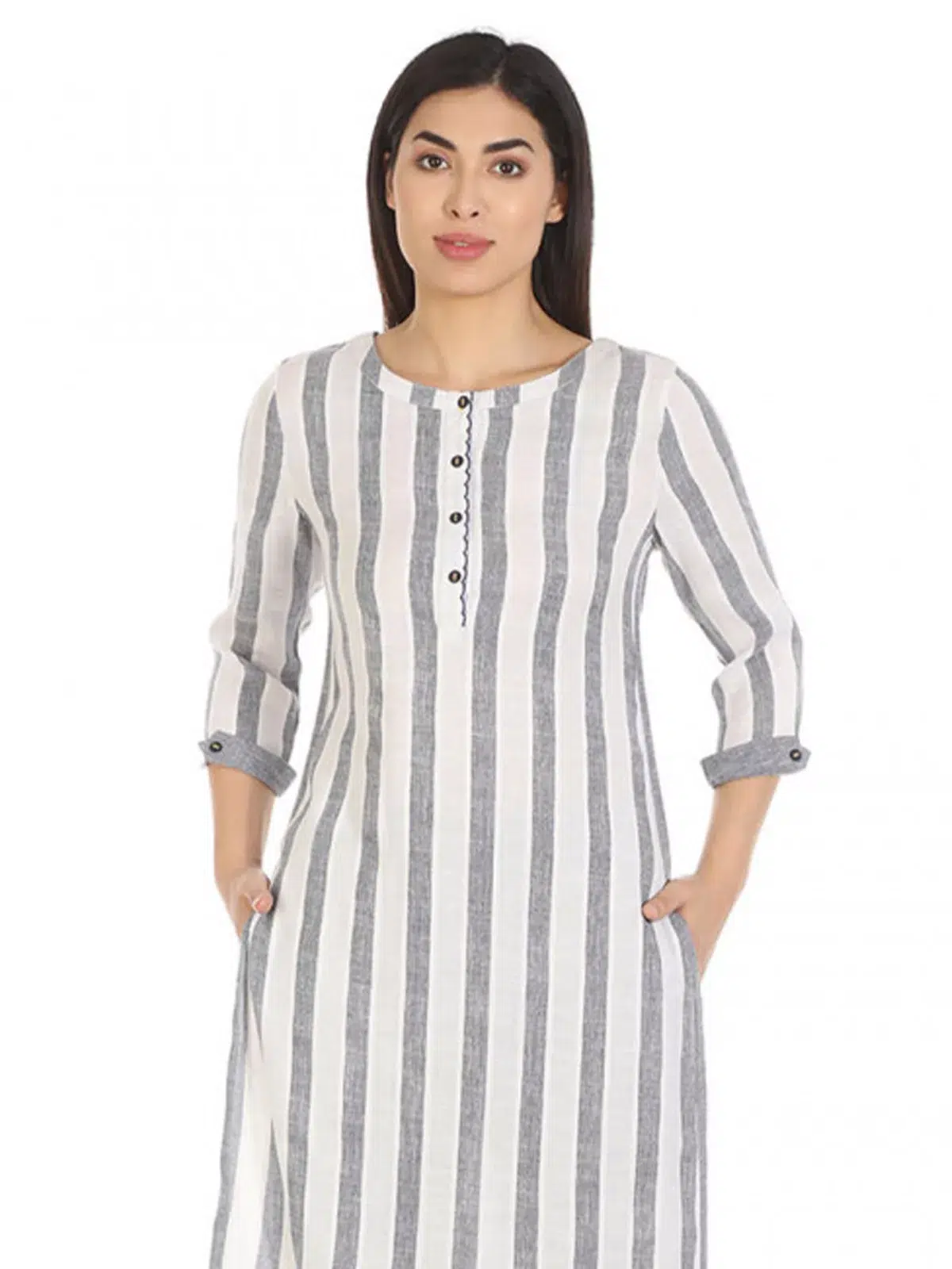 White Striped Female Kurti