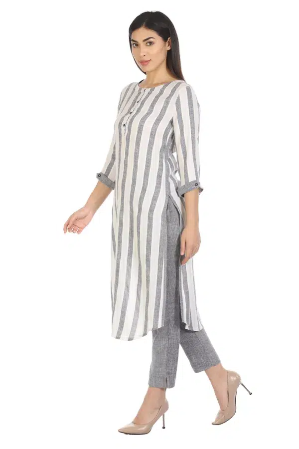 White Striped Female Kurti