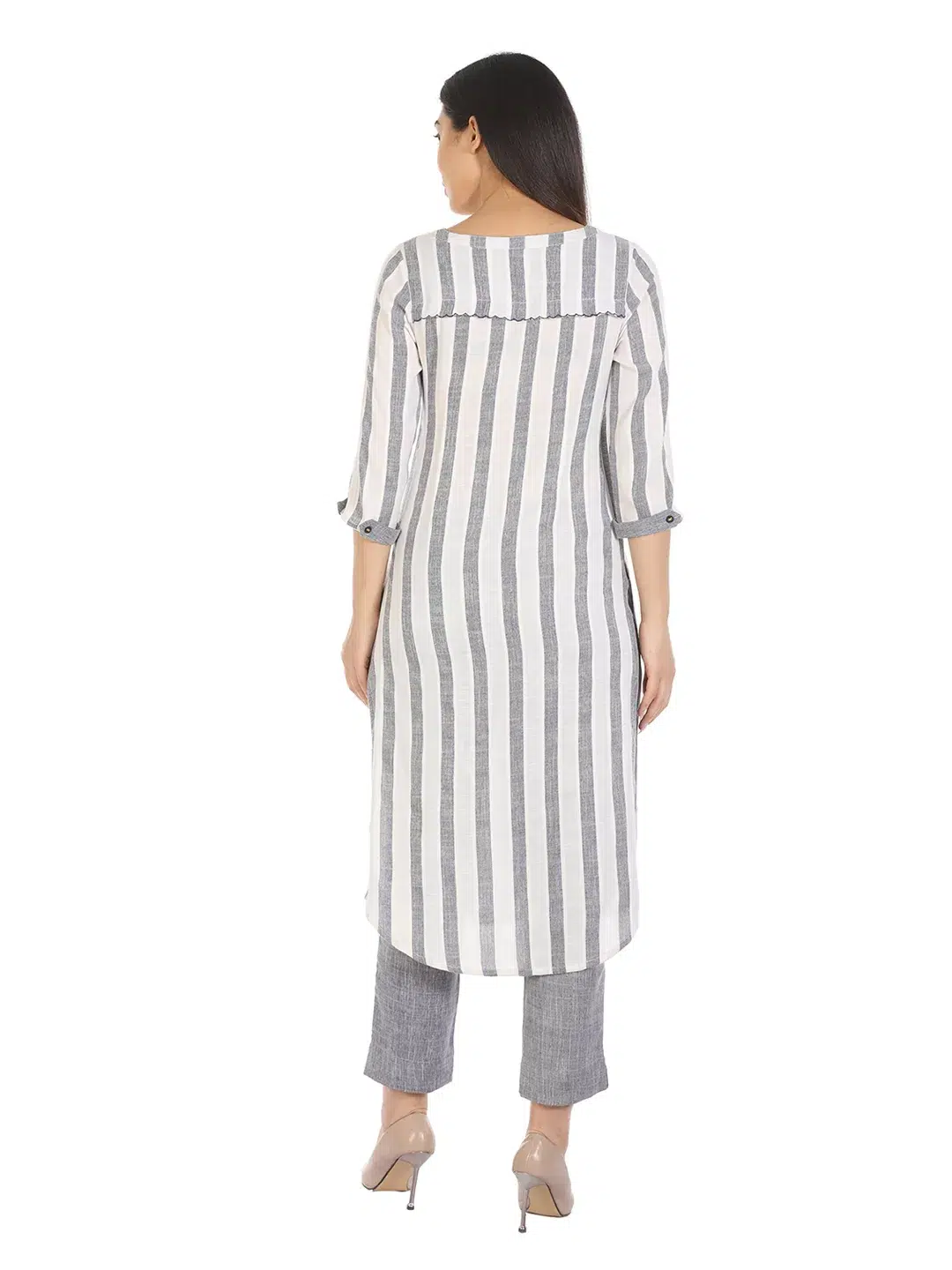 White Striped Female Kurti
