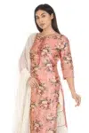 Floral Printed Dark Peach Colour Kurti For Women