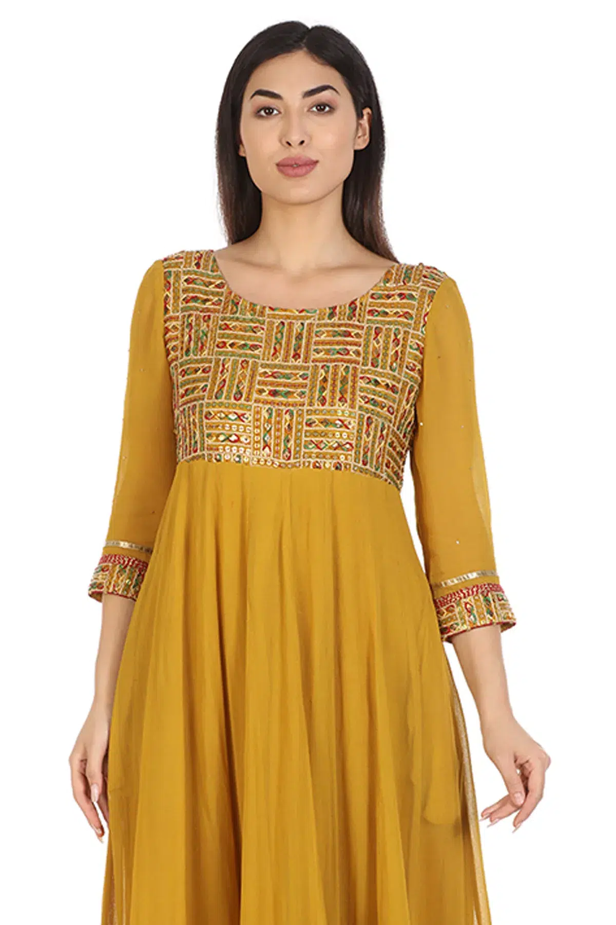 Embroidered Mustard Yellow Kurti For Women