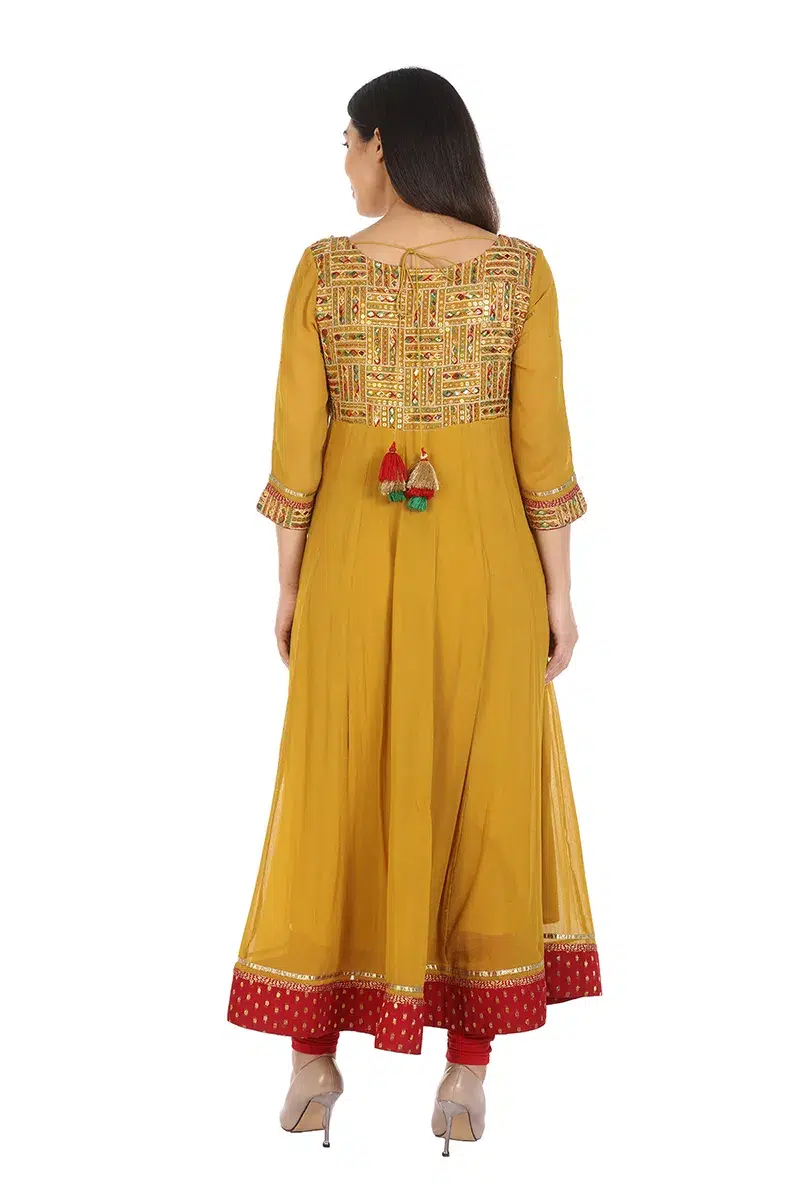 Embroidered Mustard Yellow Kurti For Women