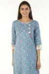 Printed Blue Kurta Woman