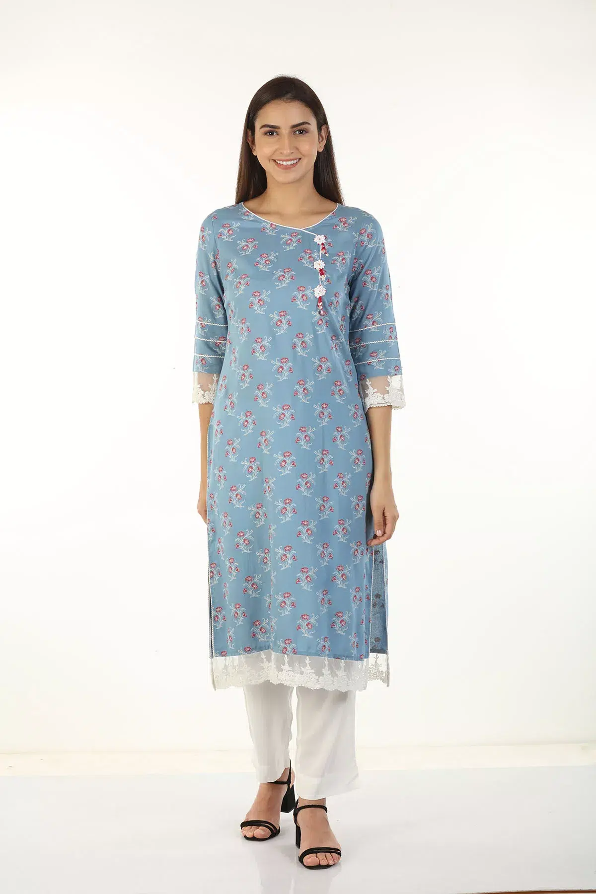 Printed Blue Kurta Woman