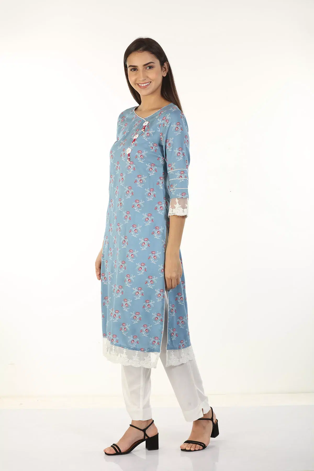 Printed Blue Kurta Woman