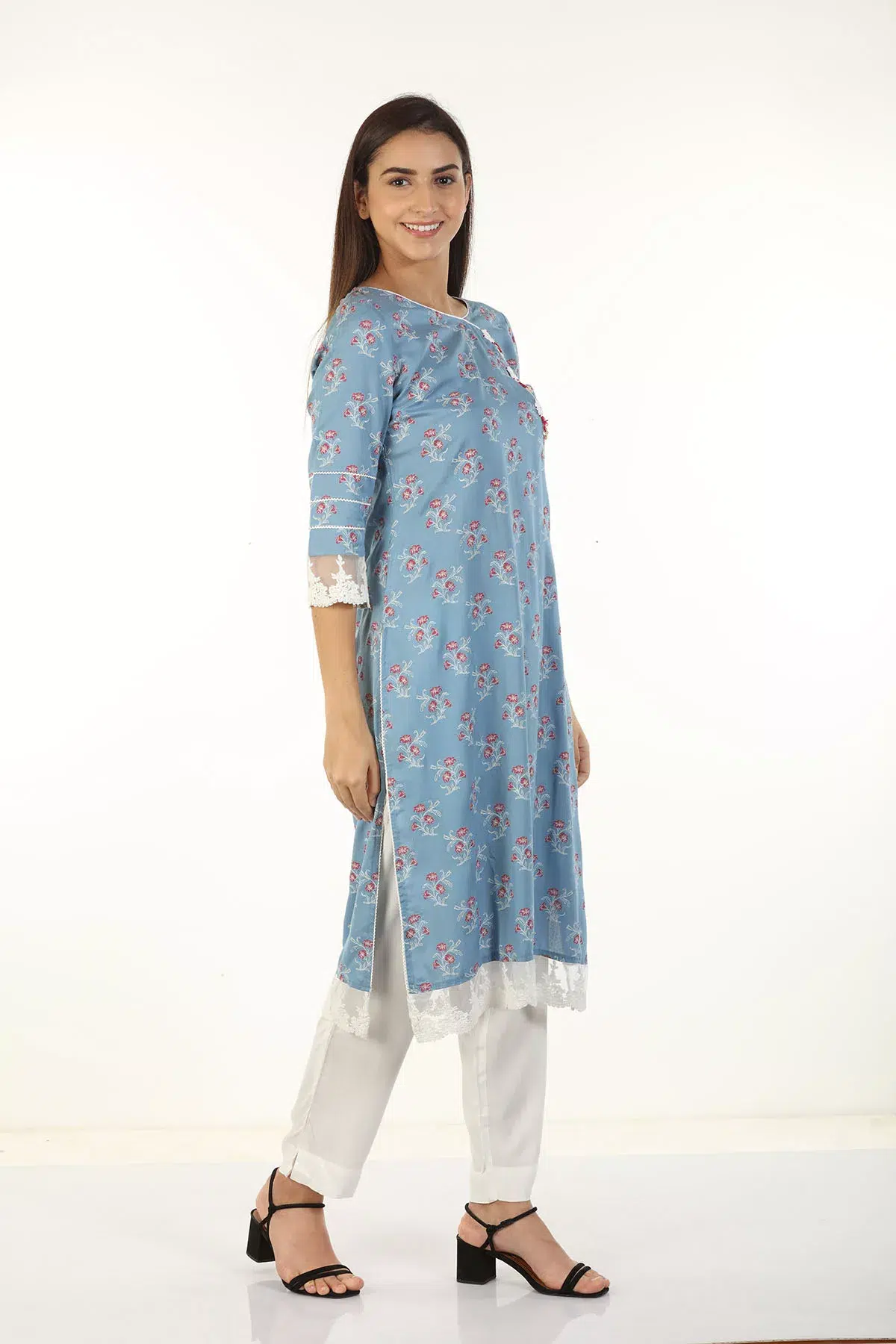 Printed Blue Kurta Woman