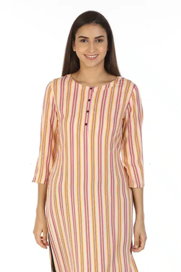 Peach Striped Women Kurta Online