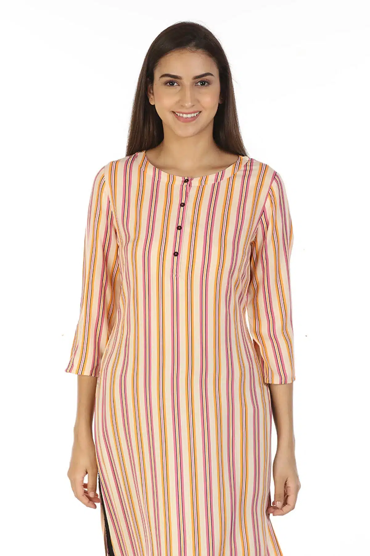 Peach Striped Women Kurta Online