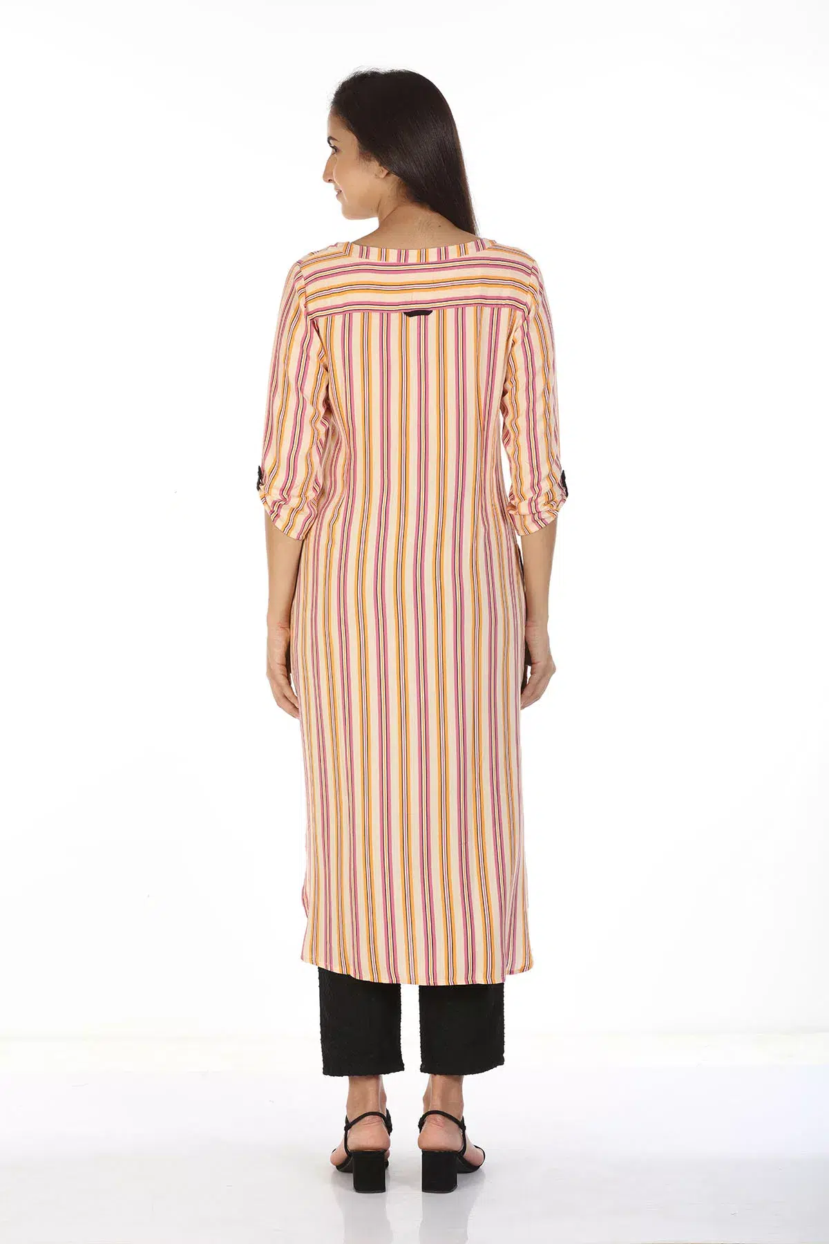Peach Striped Women Kurta Online