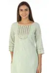 Pastel Green Lace Print Female Kurti