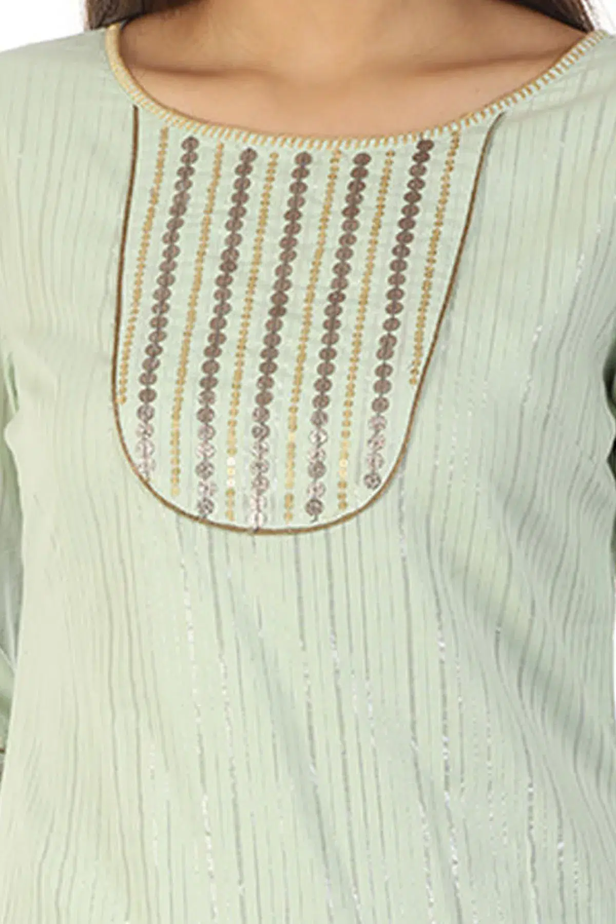 Pastel Green Lace Print Female Kurti