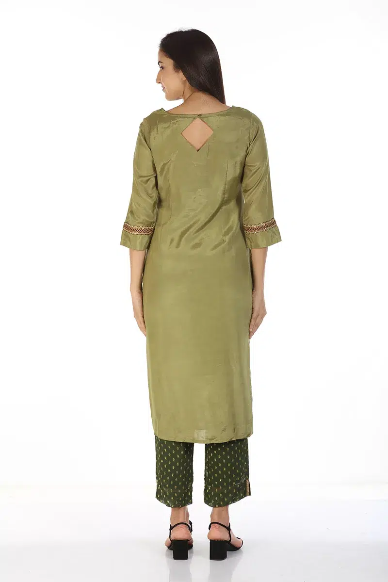 Solid Olive Green Kurti For Women