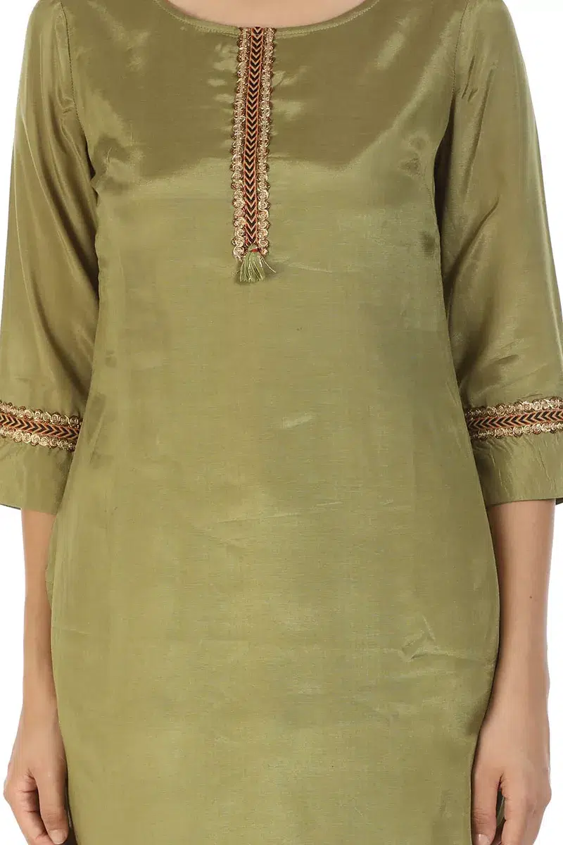 Solid Olive Green Kurti For Women