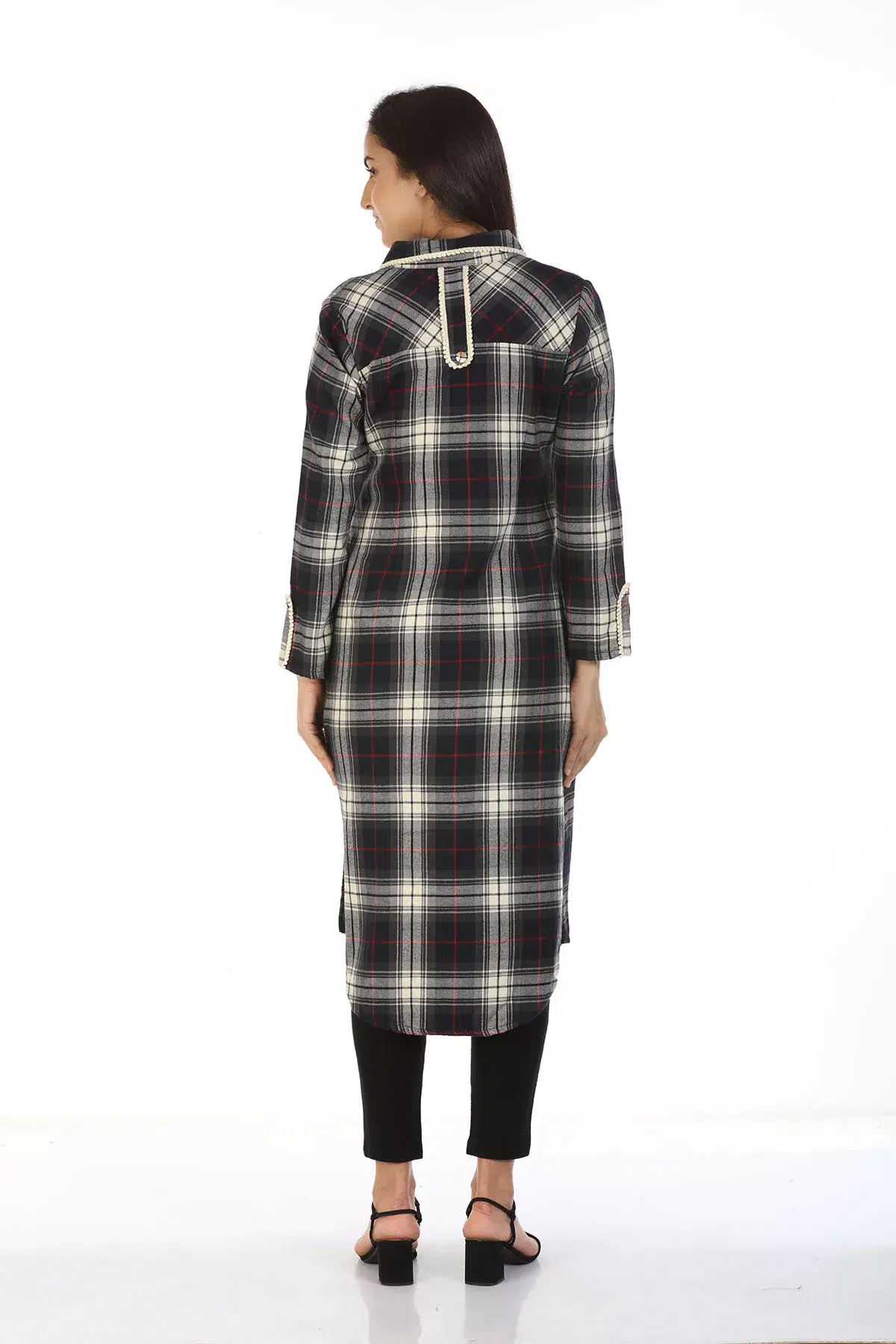 Checks Charcoal Black Kurta Ladies
