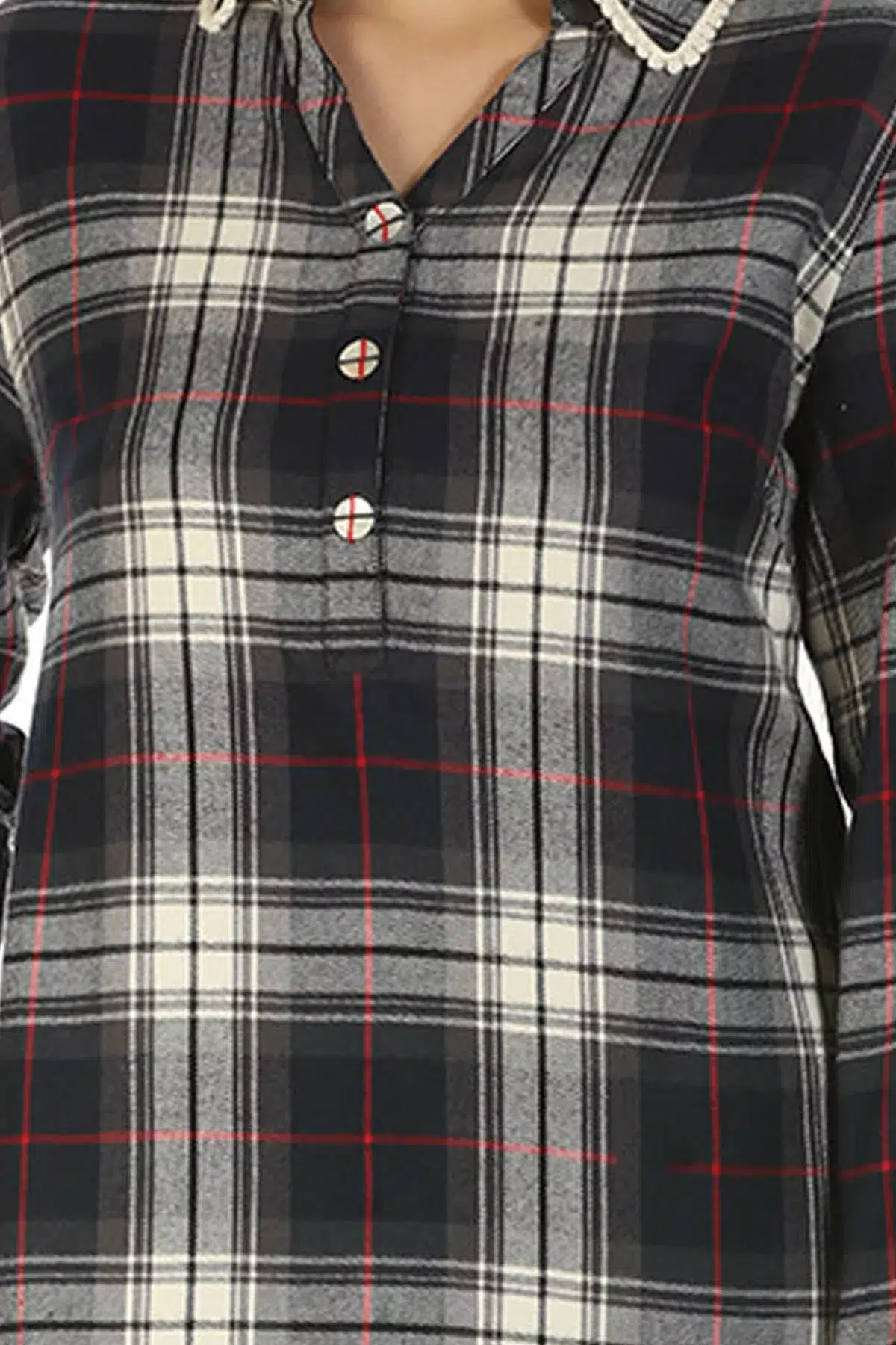 Checks Charcoal Black Kurta Ladies