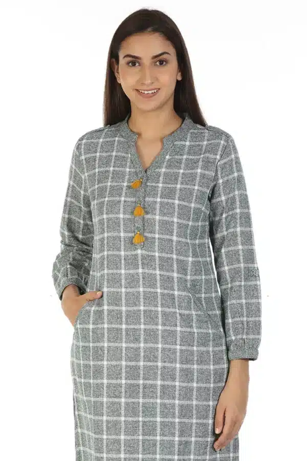 Grey Checks Ladies Kurtis Online