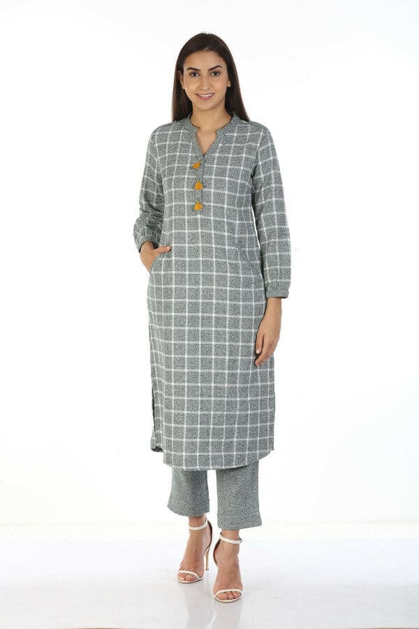 Grey Checks Ladies Kurtis Online