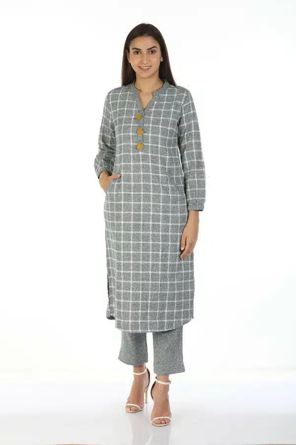 Grey Checks Ladies Kurtis Online