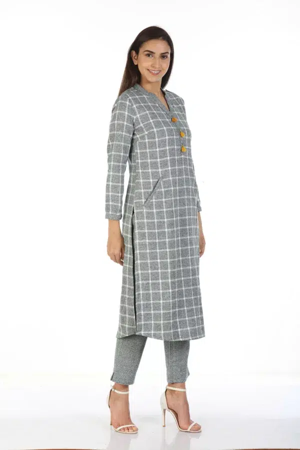 Grey Checks Ladies Kurtis Online