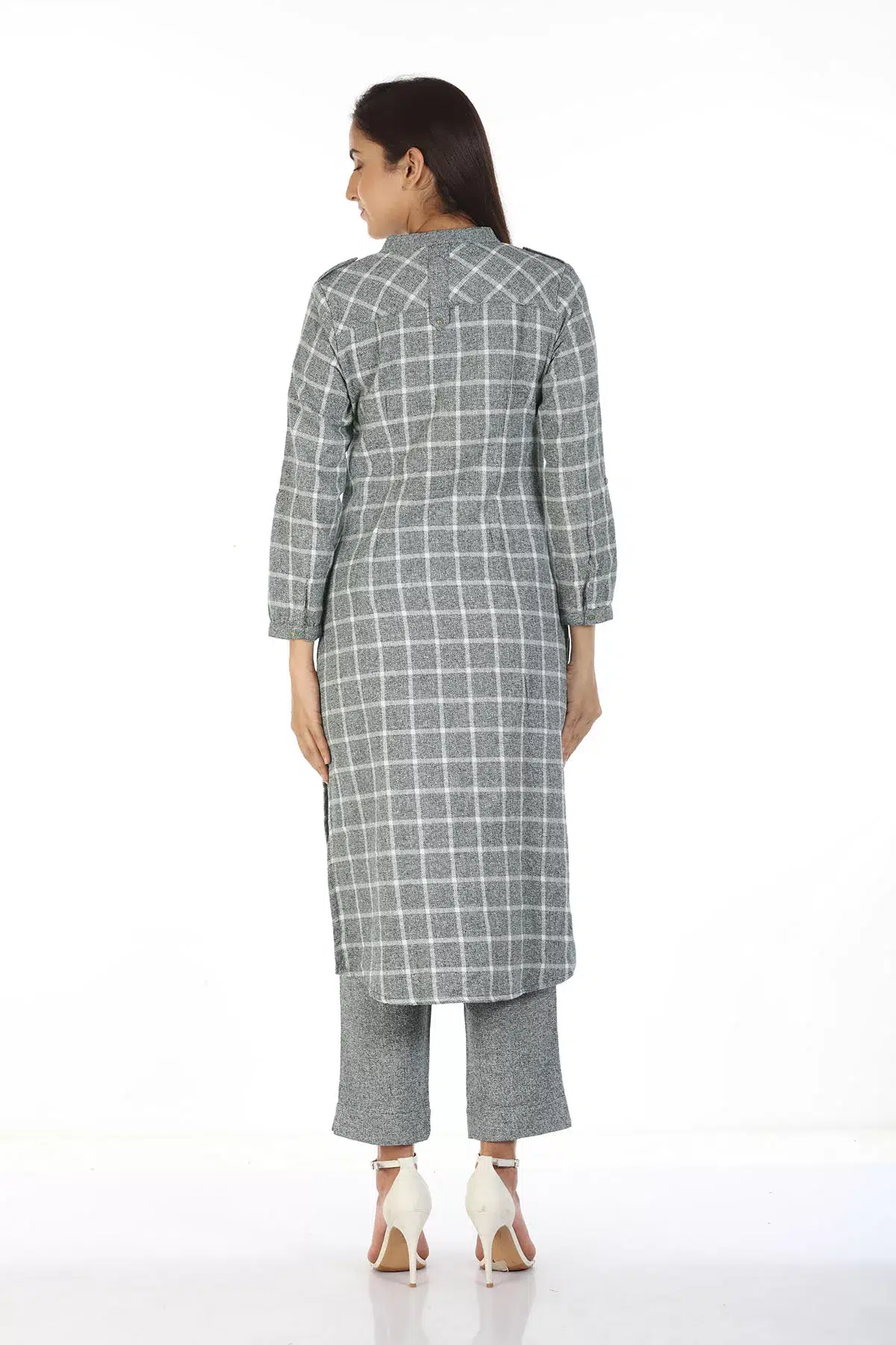 Grey Checks Ladies Kurtis Online