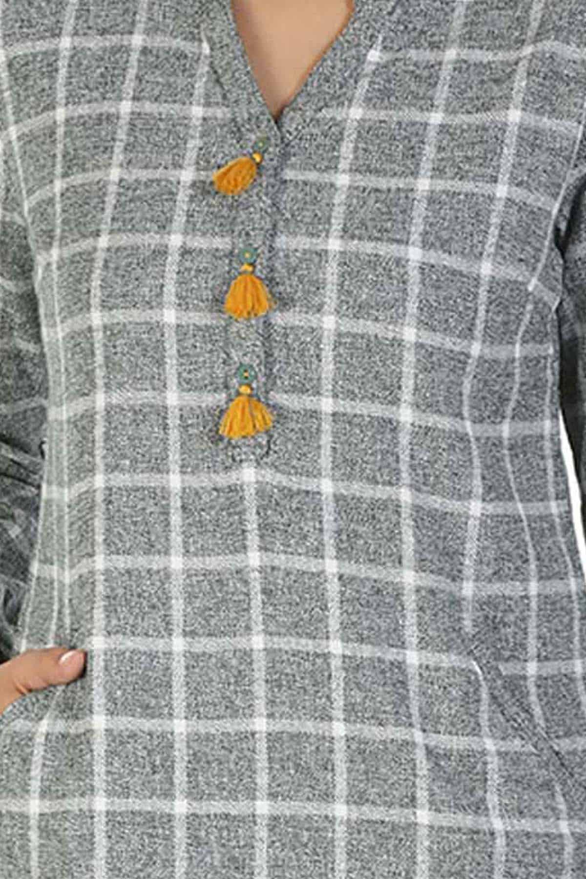 Grey Checks Ladies Kurtis Online